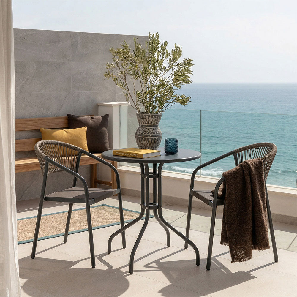 MAX & GAIA – Set balcon salvează spațiu cu măsuță și 2 scaune impilabile