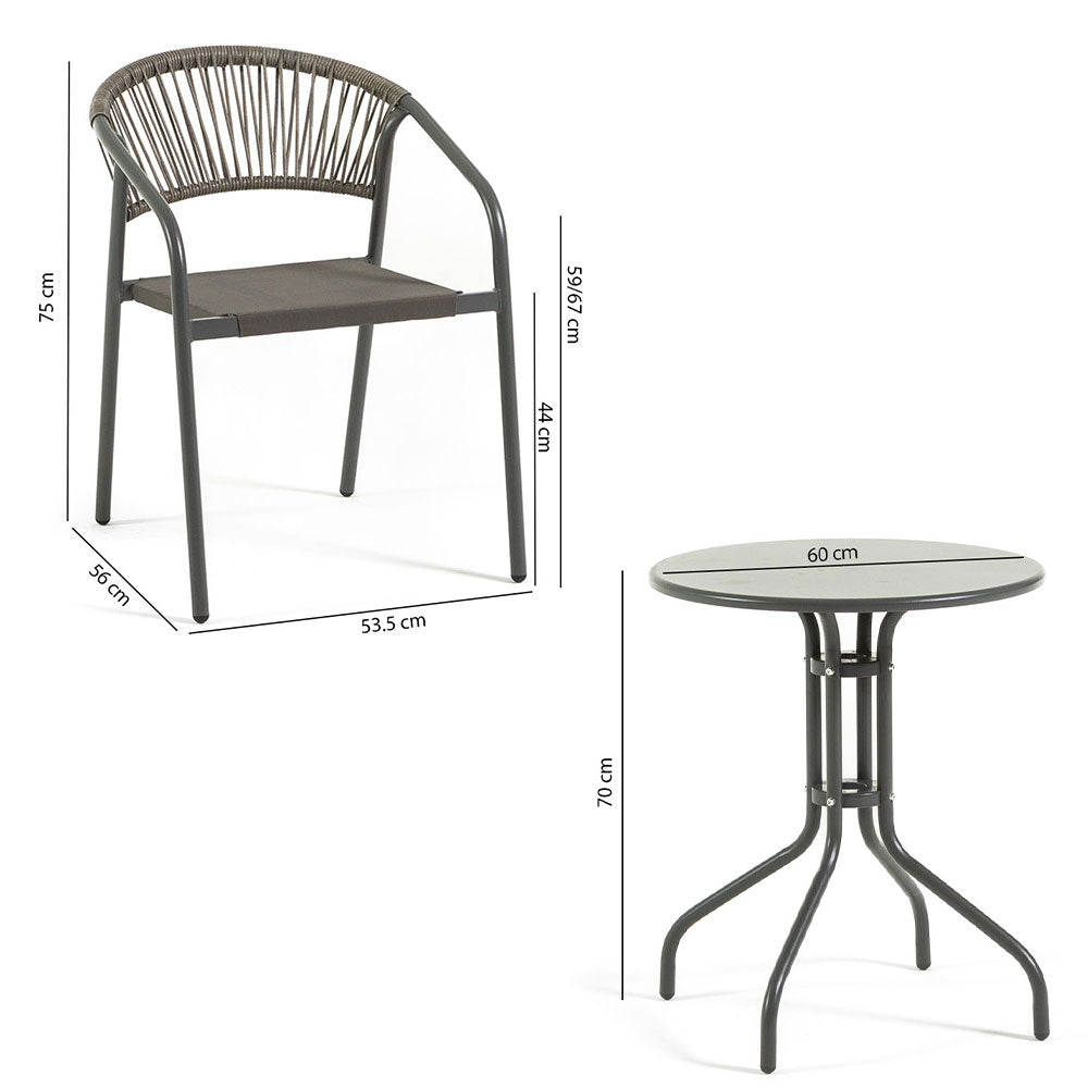MAX & GAIA – Set balcon salvează spațiu cu măsuță și 2 scaune impilabile