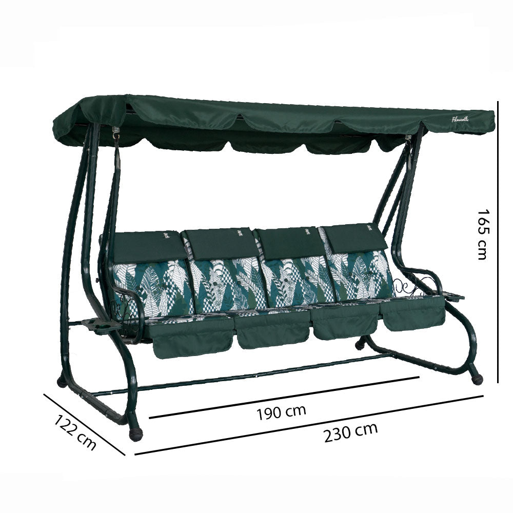MIZAR XL - Balansoar 4 locuri din metal pentru exterior cu funcție de pat