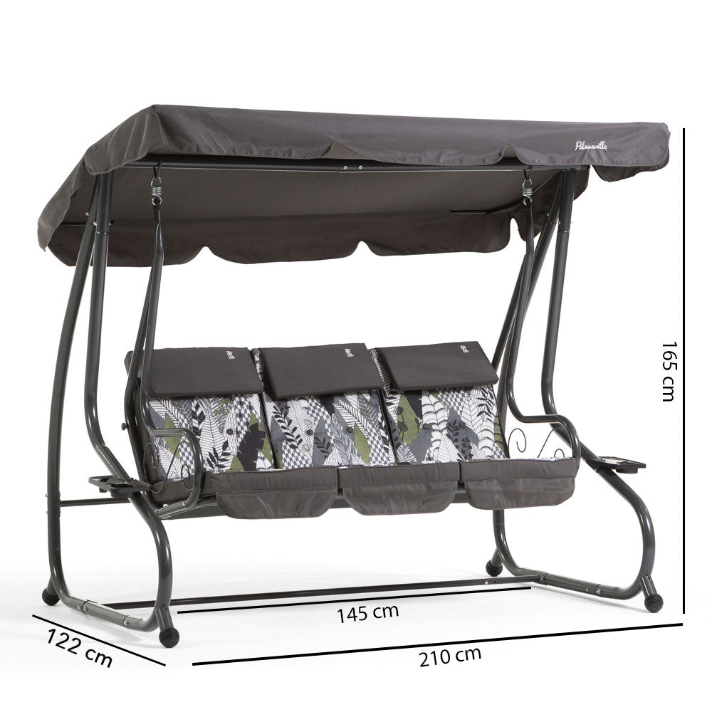 MIZAR - Balansoar 3 locuri din metal pentru exterior cu funcție de pat