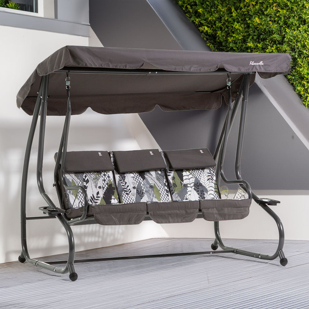 MIZAR - Balansoar 3 locuri din metal pentru exterior cu funcție de pat