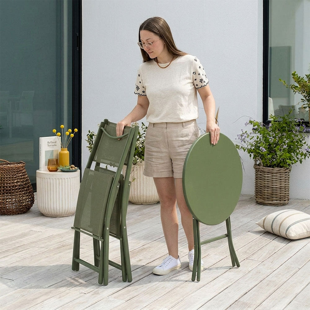 NEMO & LILIA - Set pliabil cu măsuță rotund Ø60 cm și scaune salvează spațiu