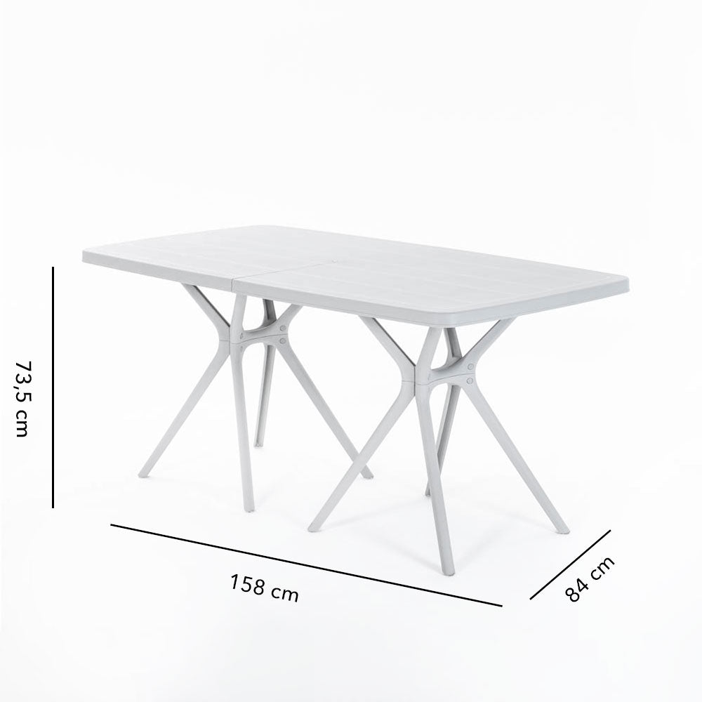 OLIVER - Masă dreptunghiulară 158x84 cm de exterior din oțel și polipropilenă