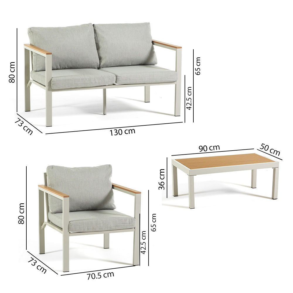 RAVELLO - Set mobilier grădină elegant cu canapea, fotolii și masă