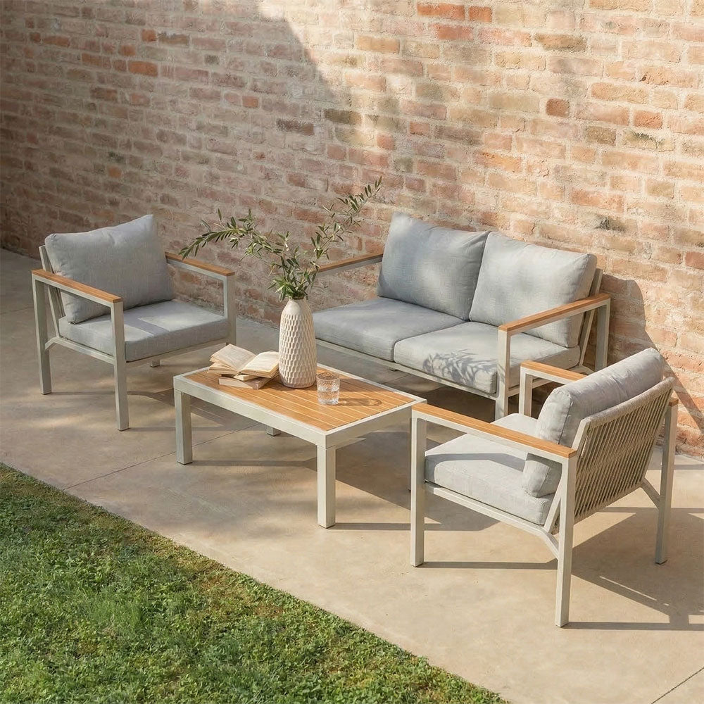 RAVELLO - Set mobilier grădină elegant cu canapea, fotolii și masă