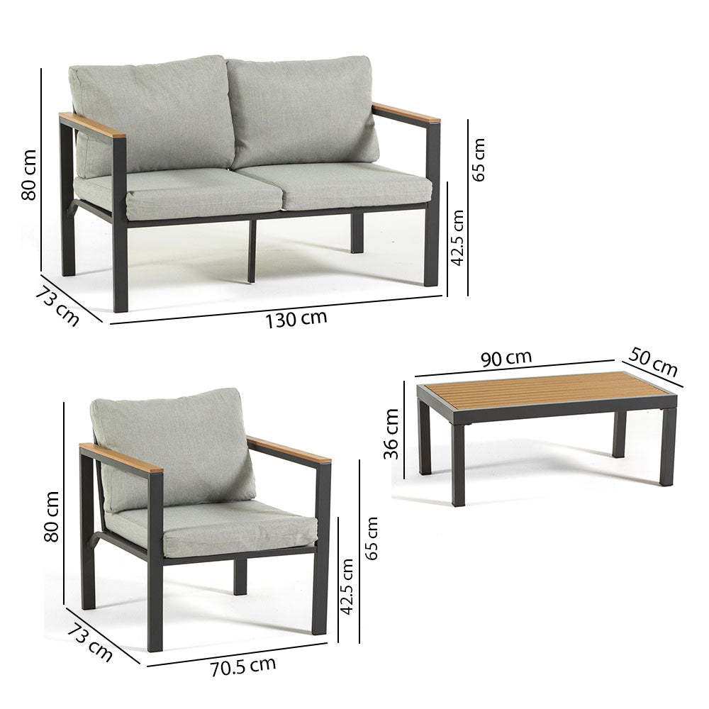 RAVELLO - Set mobilier grădină elegant cu canapea, fotolii și masă