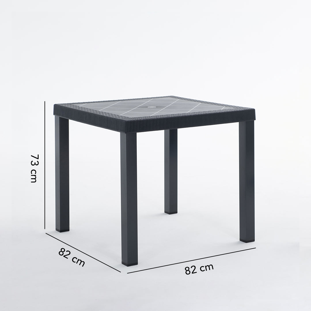 RAUL & ESTER - Set dining exterior cu masă pătrată și 4 scaune efect rattan