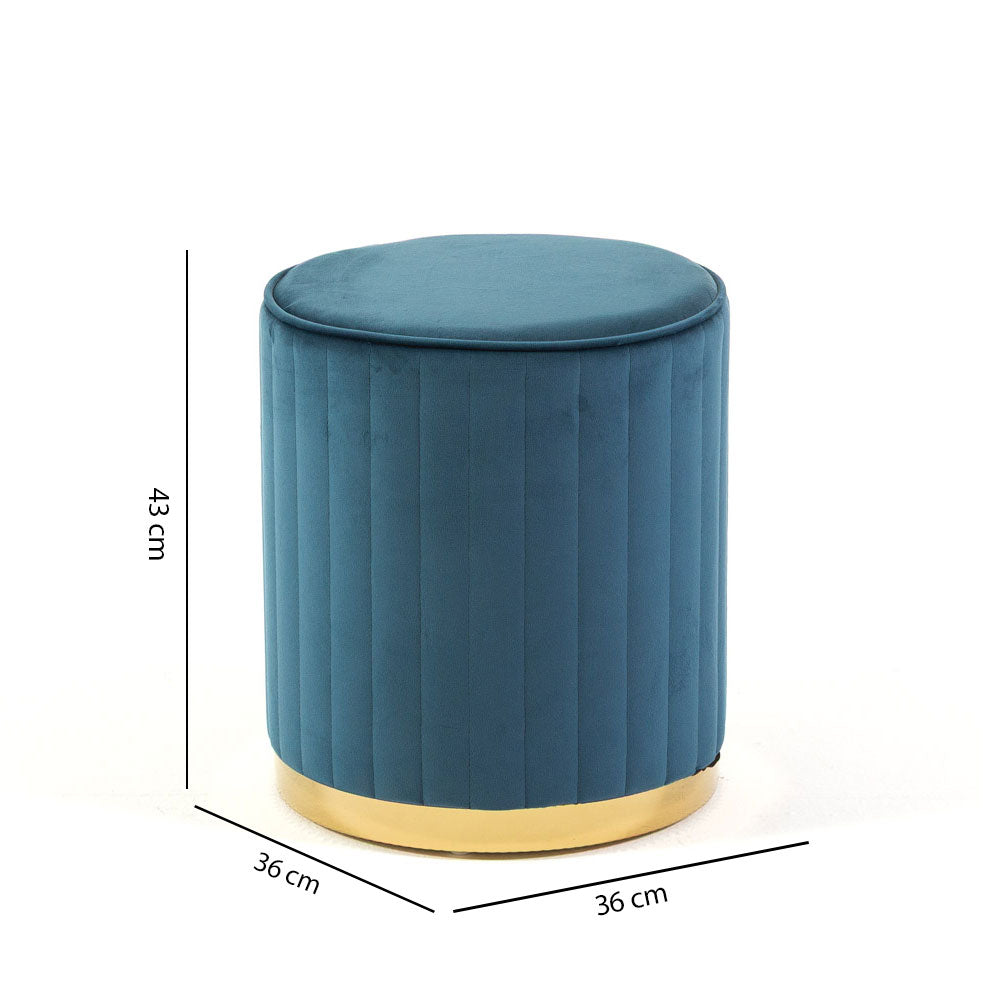 RUBY - Puf de stat din catifea cu design cilindric și bază cromată