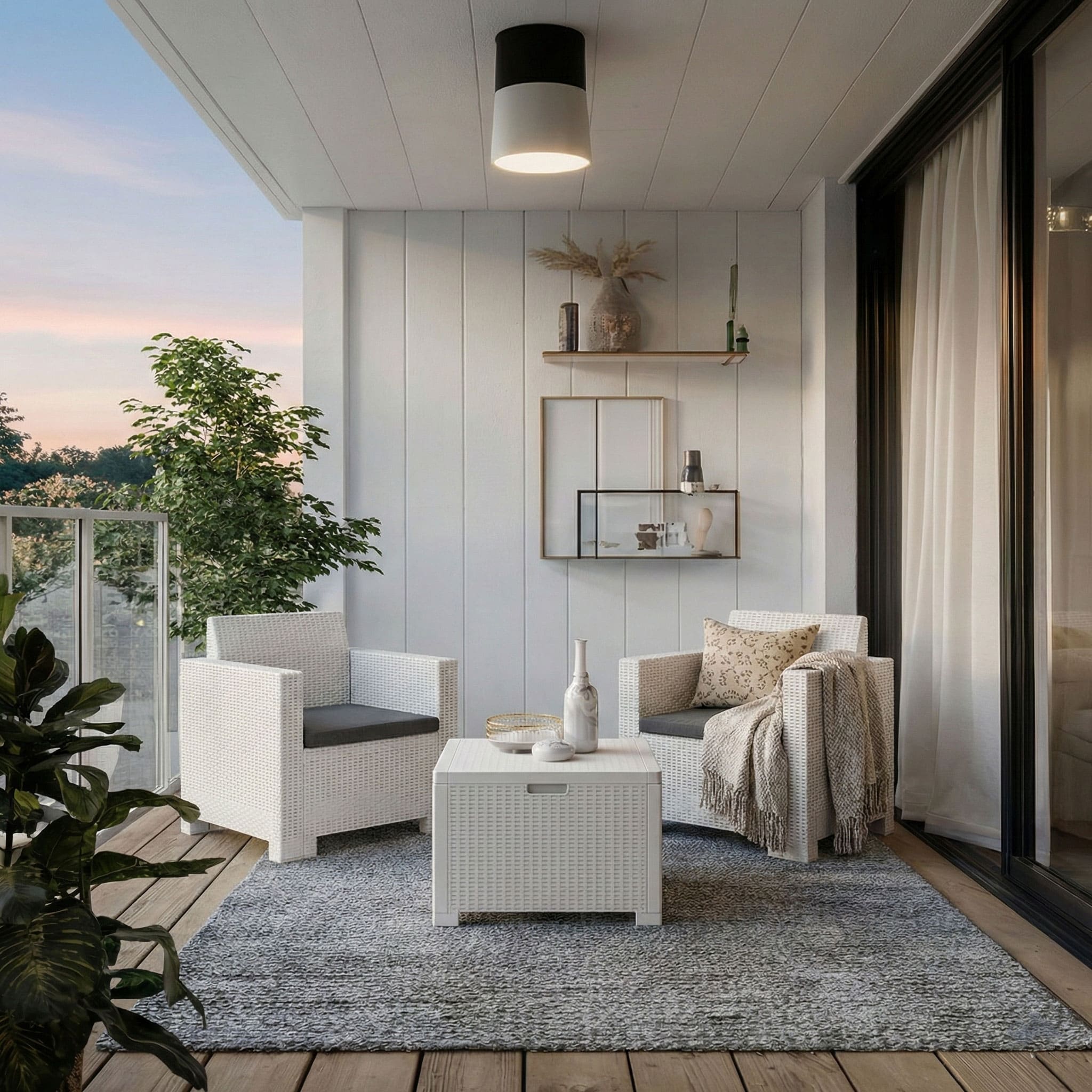 SALINA BALCONY - Set relax pentru balcon și terasă din rășină efect ratan