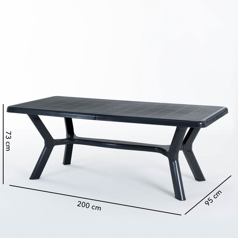 SAMUEL - Téglalap kerti asztal 200x95 cm tartós polipropilén kivitelben