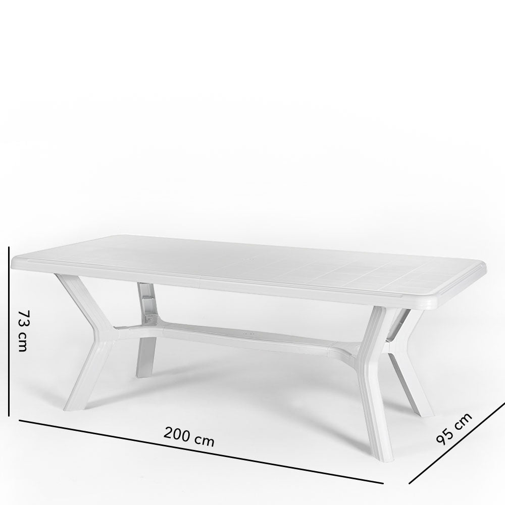 SAMUEL - Téglalap kerti asztal 200x95 cm tartós polipropilén kivitelben