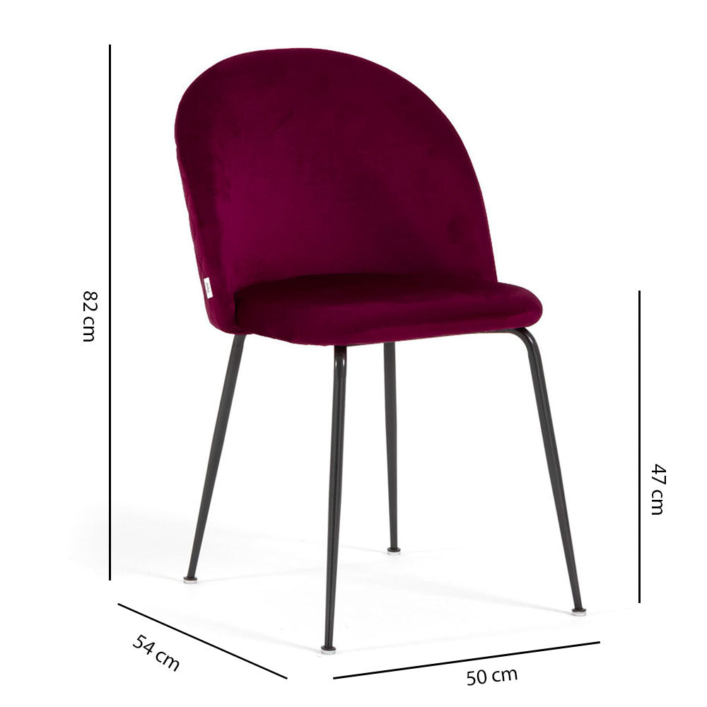 SARA - Scaune din catifea elegantă cu picioare metalice