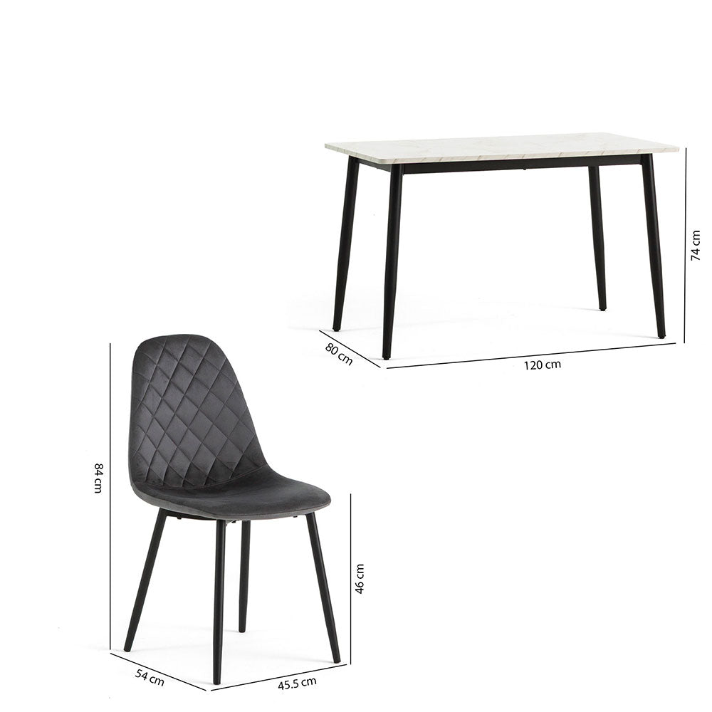VASCO & LAURA – Set de bucătărie cu 4 scaune, design elegant