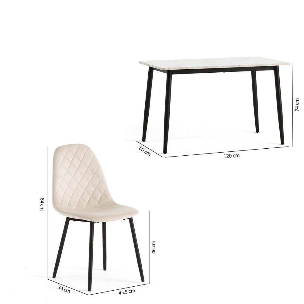 VASCO & LAURA – Set de bucătărie cu 4 scaune, design elegant